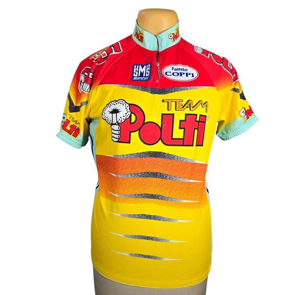 Vtg SMS Santini Mens XXL Cycling Jersey Team Polti 90s Biking Outdoors Pockets - Picture 1 of 12